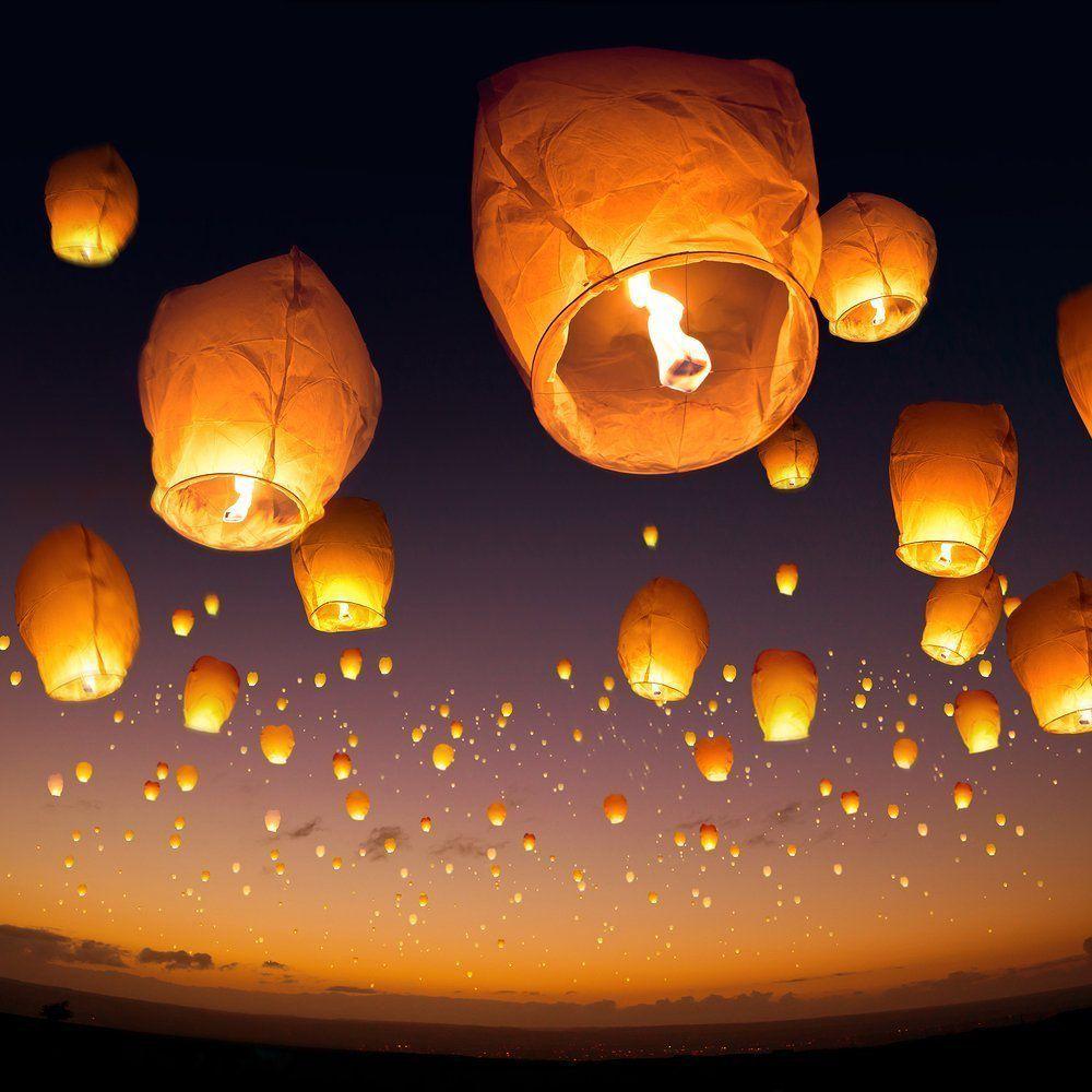 4k beautiful sky lanterns float isolated on black ,white background, 3d animation. Floating Lanterns Wallpapers Top Free Floating Lanterns Backgrounds Wallpaperaccess