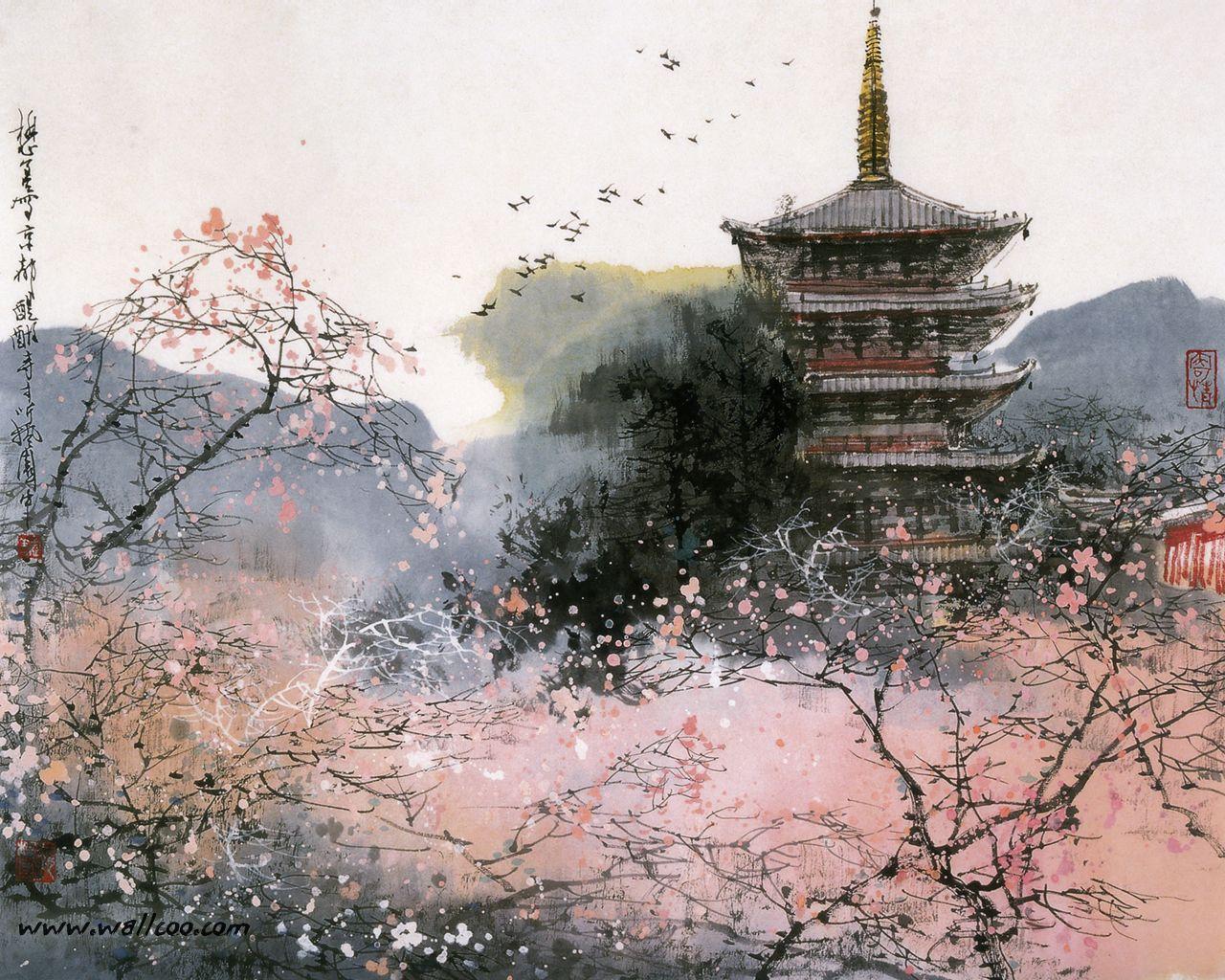 Japanese watercolor wallpapers