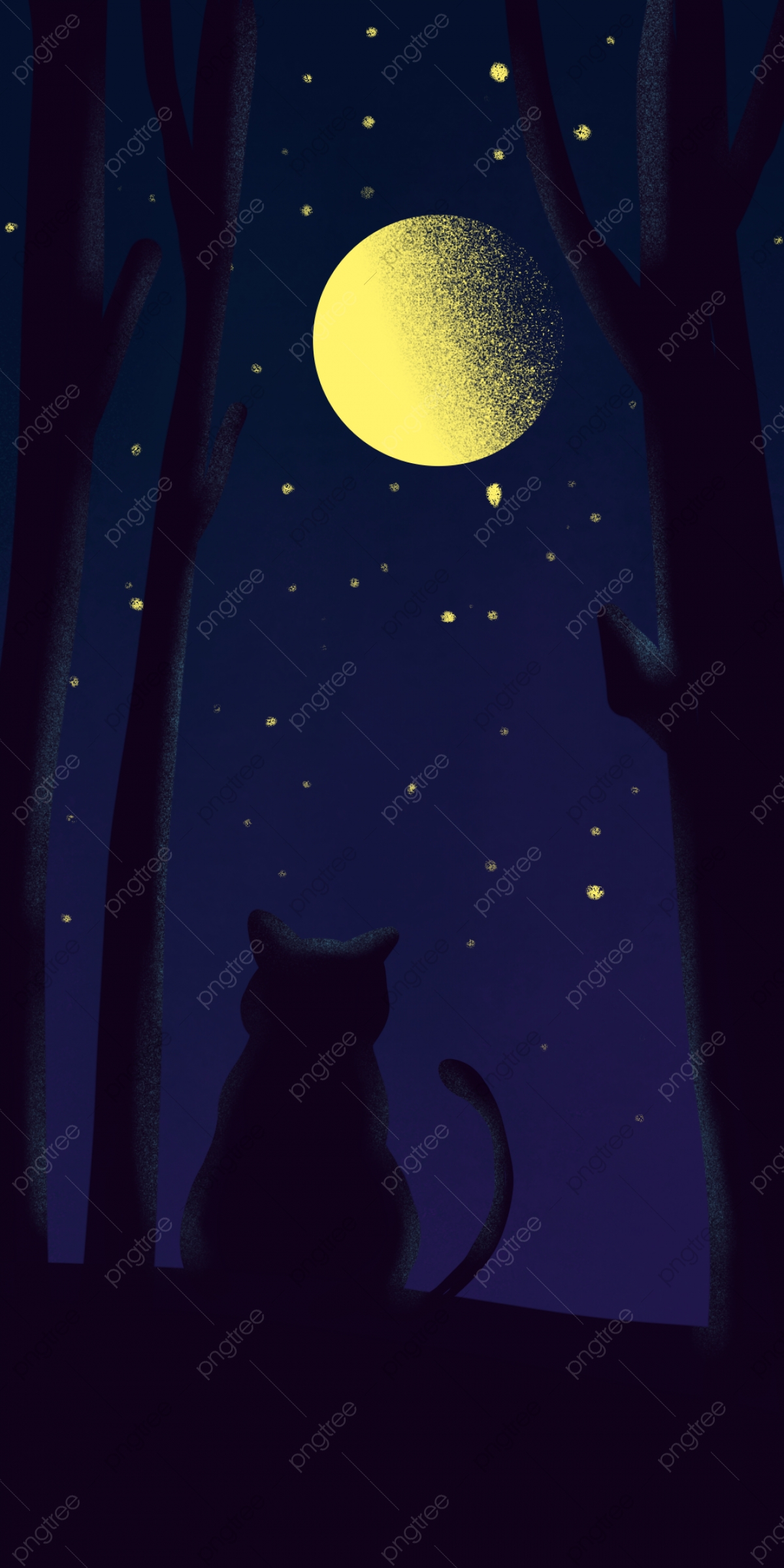 Aesthetic cat and moon wallpapers