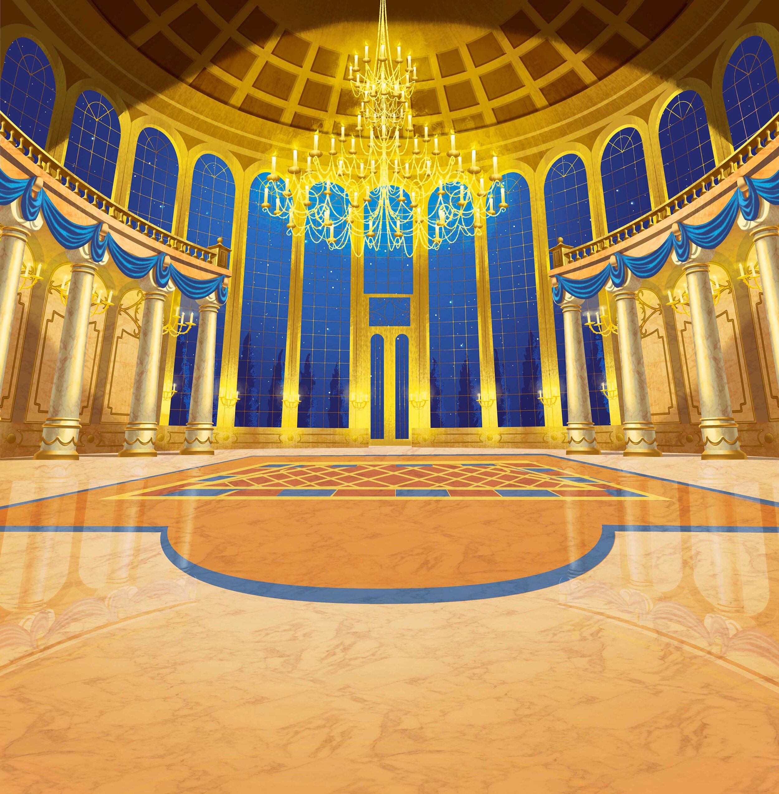 Beauty and the beast ballroom wallpapers