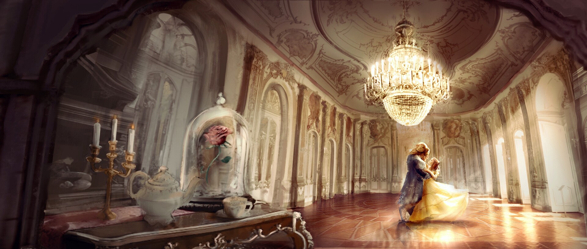 Beauty and the beast ballroom wallpapers