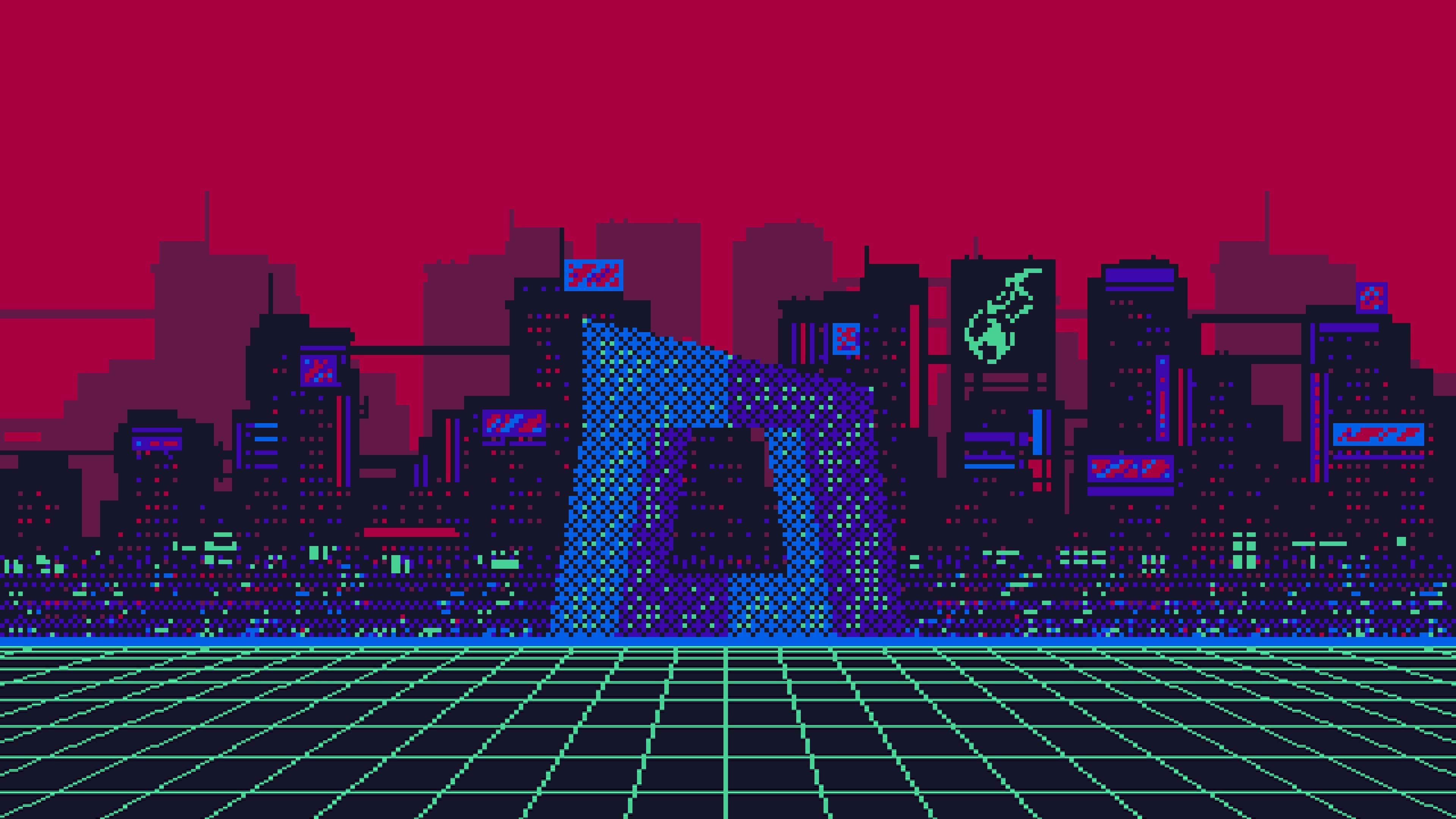 8 bit city wallpapers