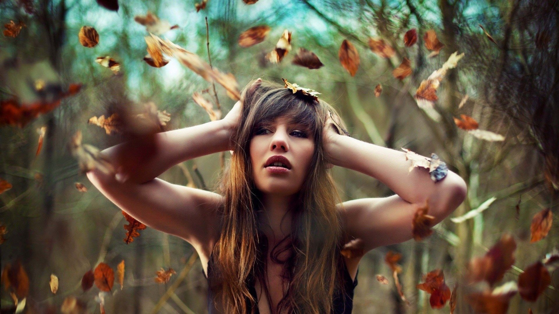 Printed on demand to fit perfect on your wall. Girl And Leaves Wallpapers Wallpaper Cave