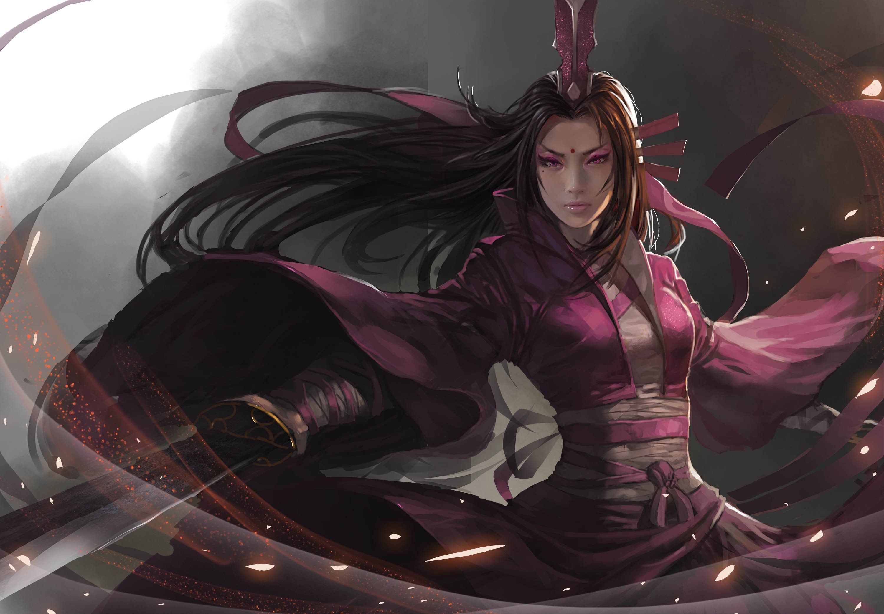 View Asian Women Artwork Nature Wallpaper Background