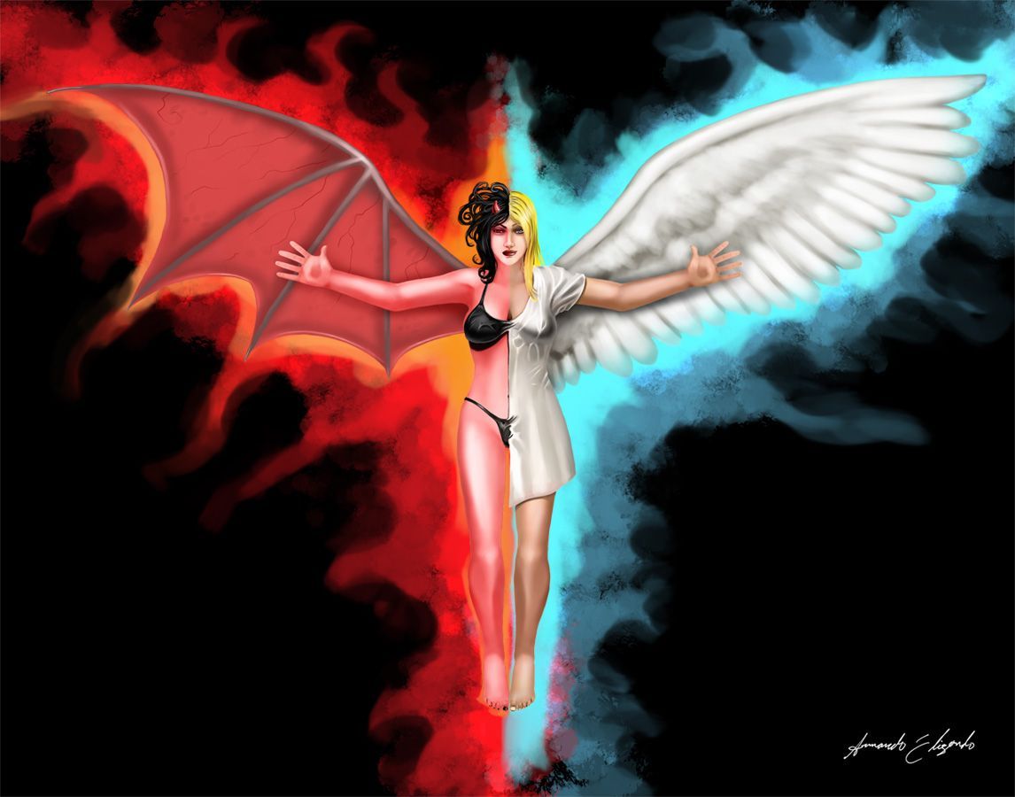 demon angel wallpapers wallpaper cave on half demon half angel drawing wallpapers