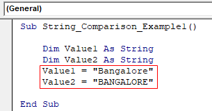 VBA String Comparison | How to Compare Two String Values? (4) VBA String Comparison | How to Compare Two String Values? (4)