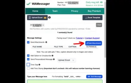 Add upto 7 attachments