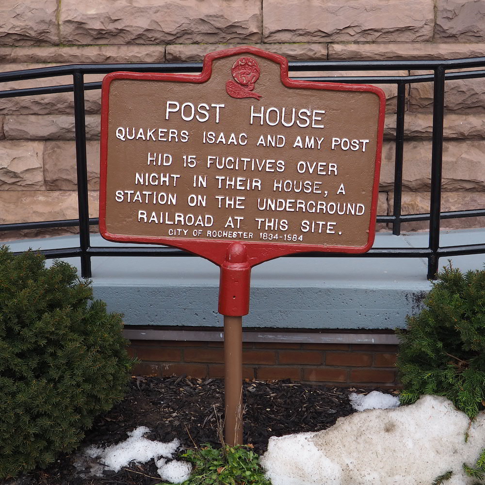 Historical Marker for the Post House Underground Railroad Station in Rochester