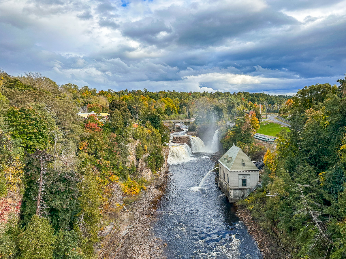 Aerial view of Rainbow Falls at Ausable Cham
