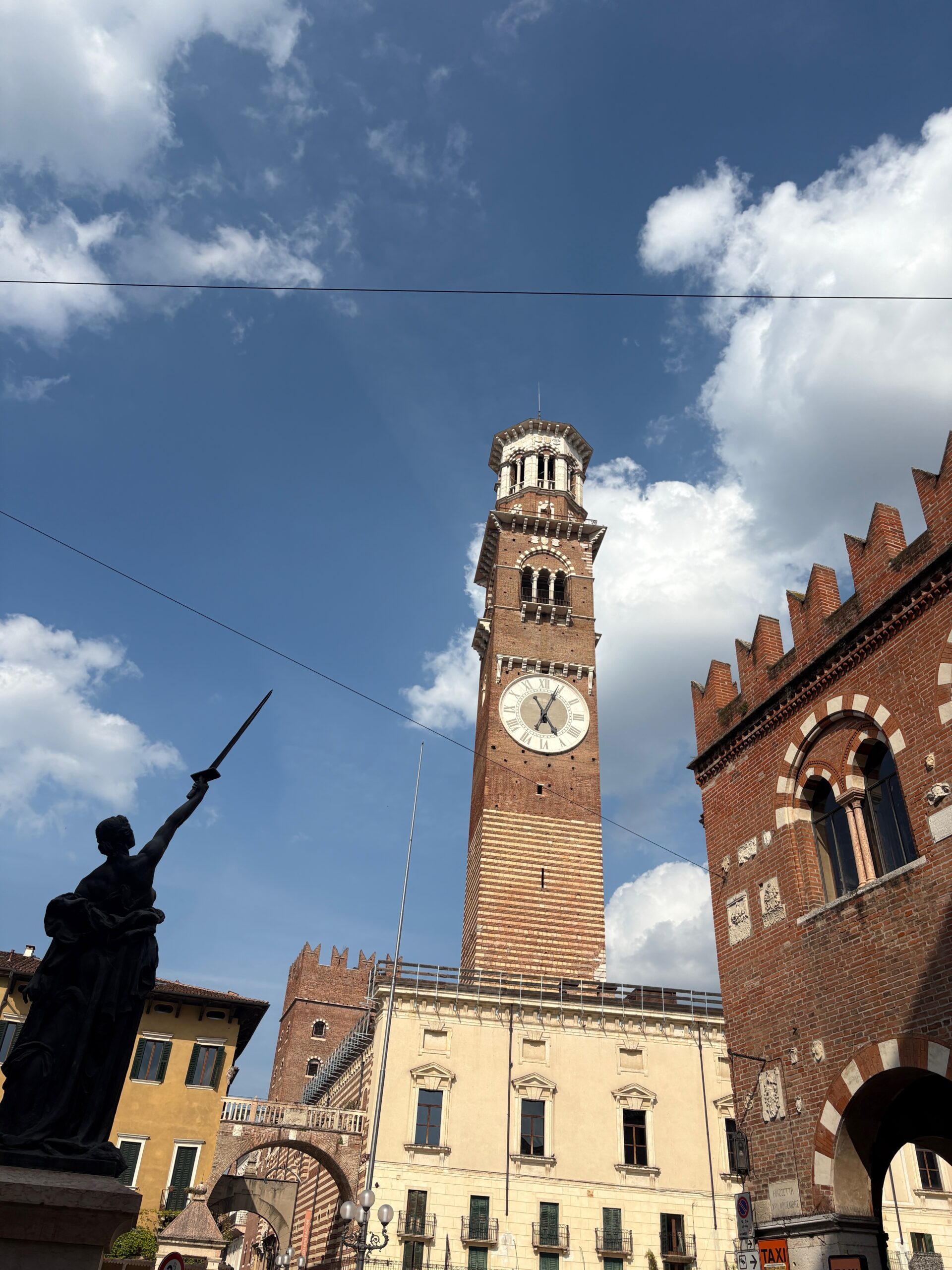 verona italy clock tower city