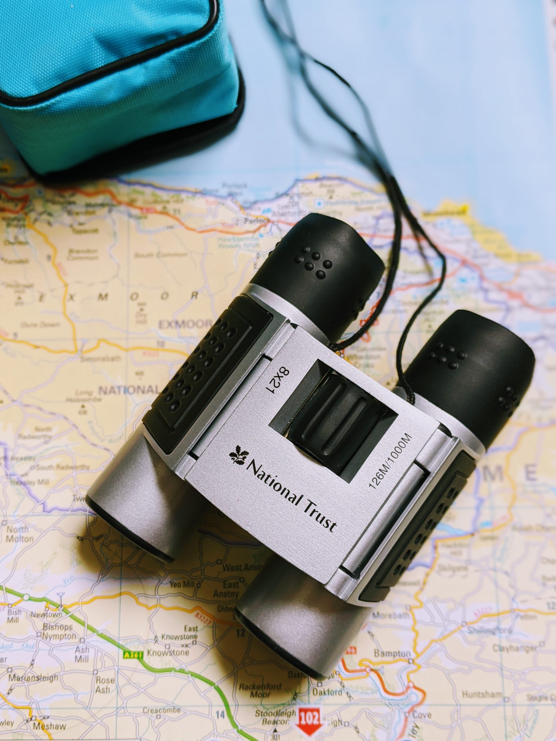Close up of National Trust binoculars