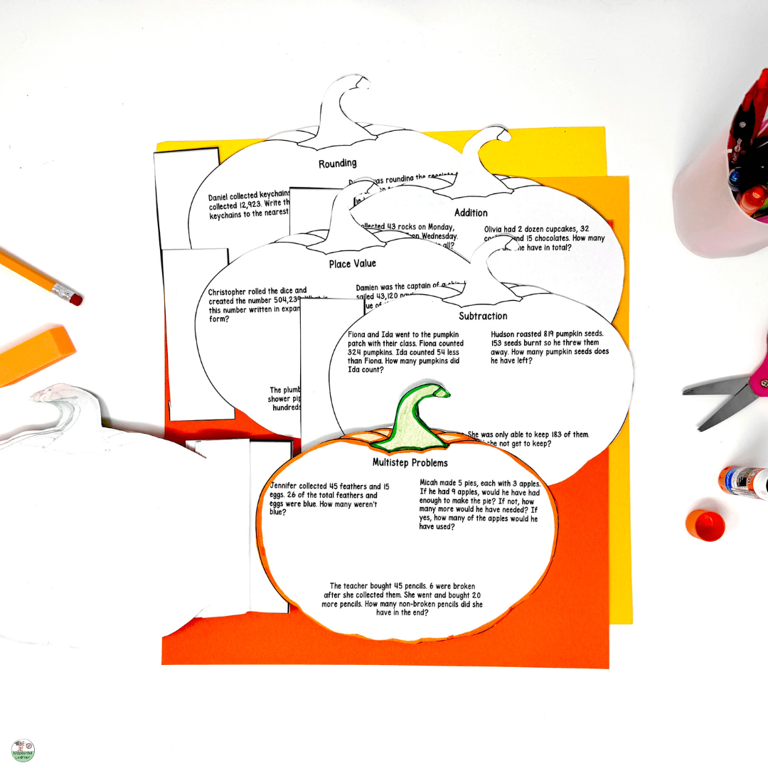 Pumpkin activities for upper elementary math pages picture