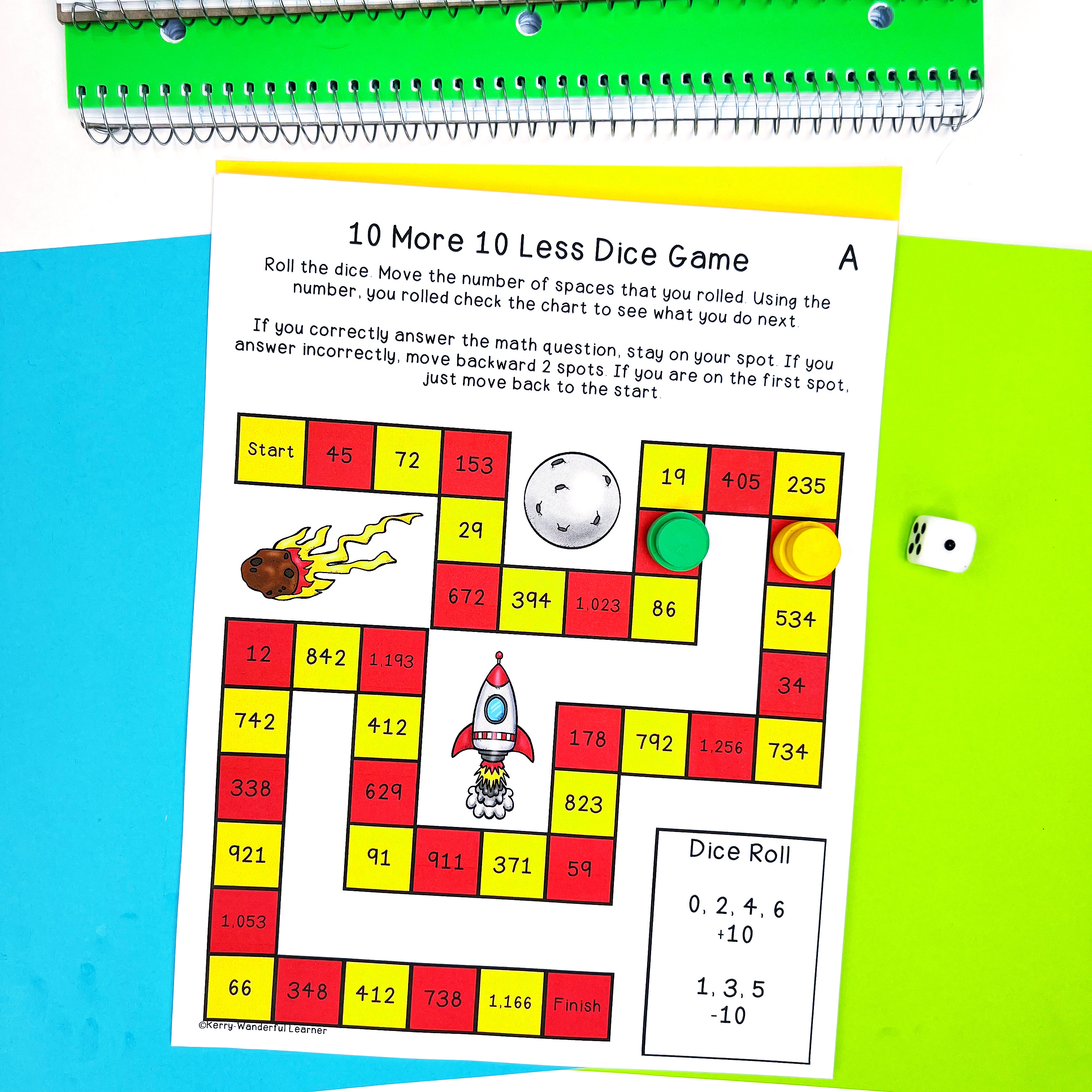 Dice Game to play 10 more less 100 more less