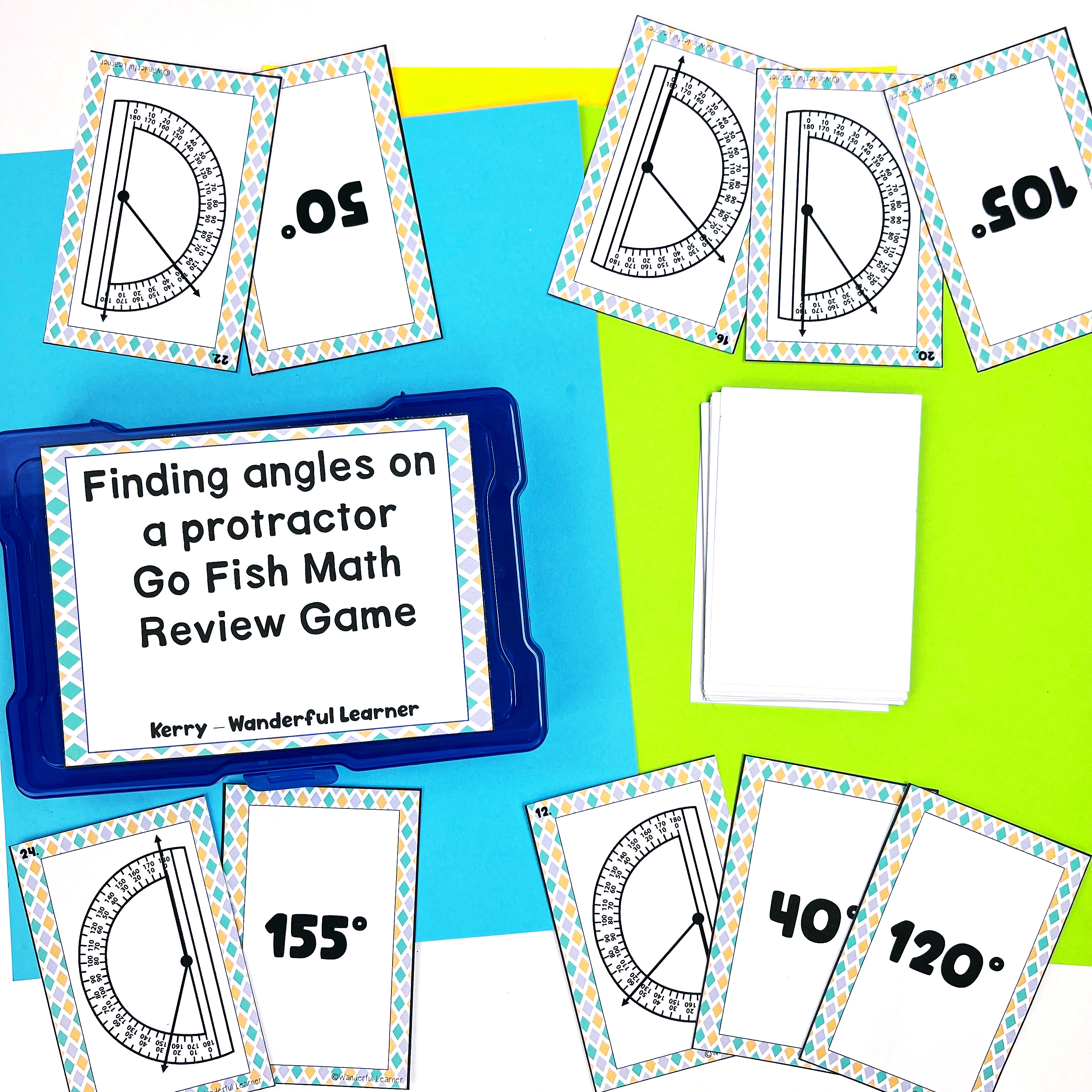 Measuring Angles with a Protractor Identification Card Game