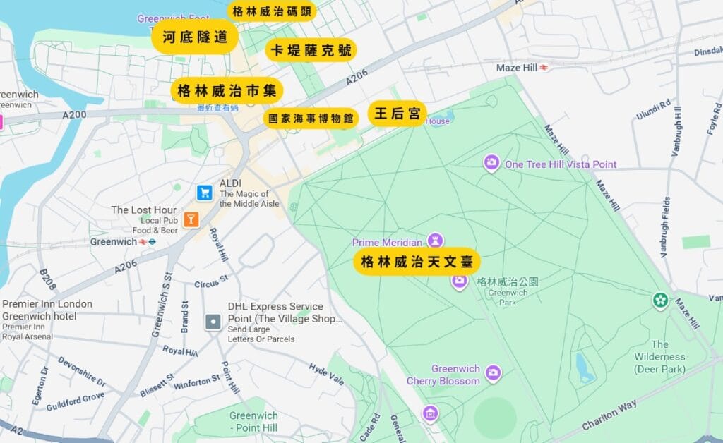 格林威治景點地圖