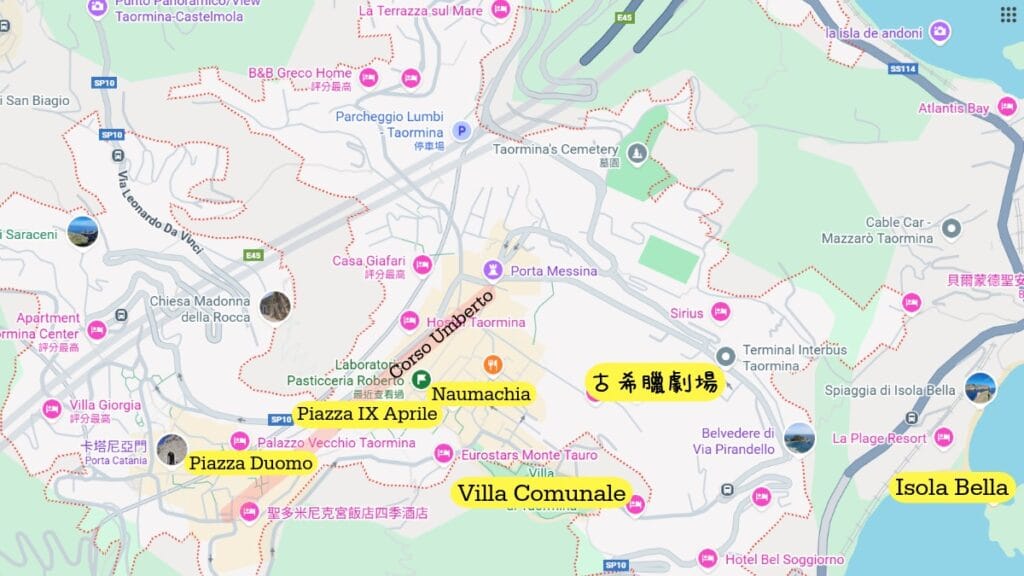 陶爾米納景點地圖