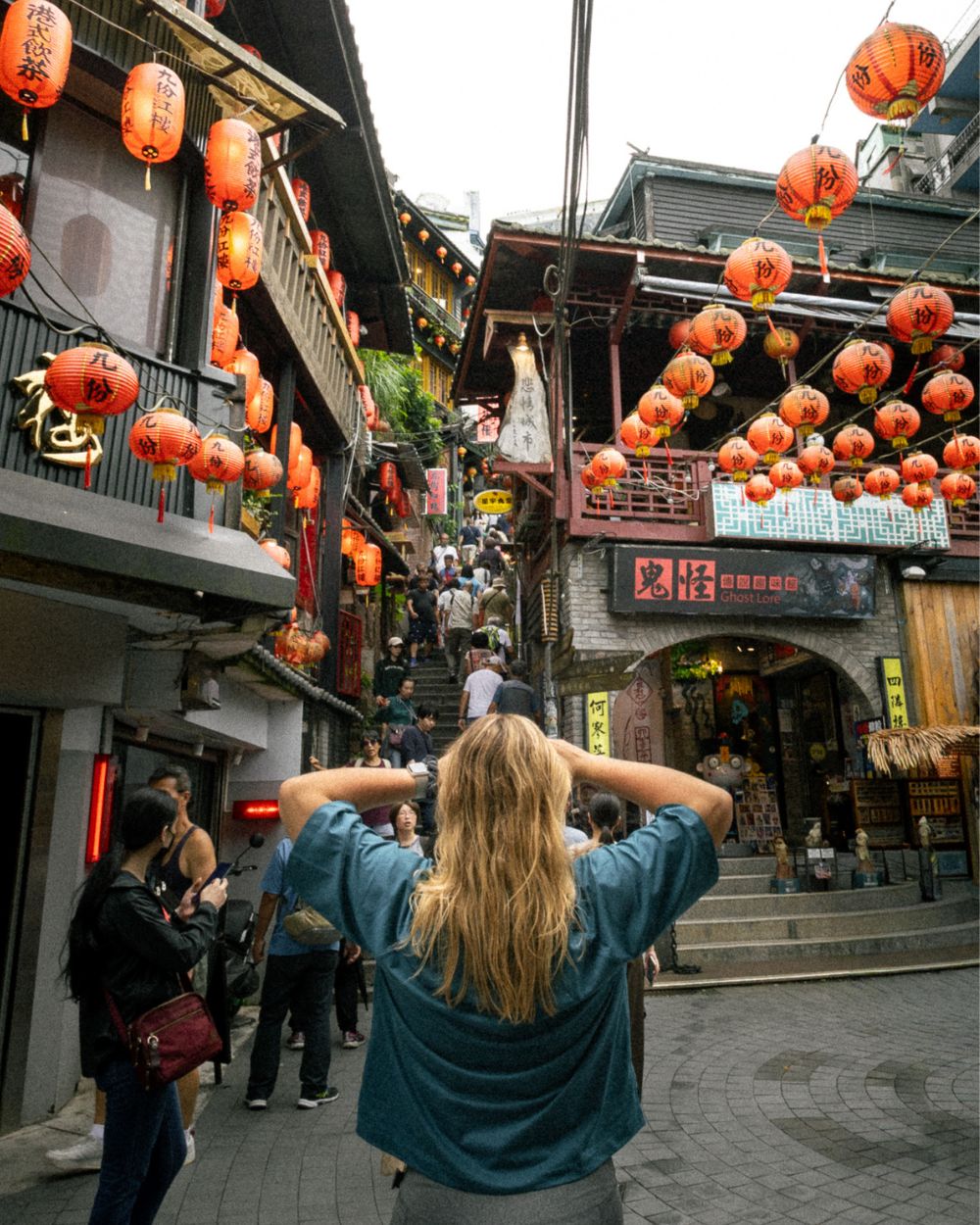 Hanging out at Jiufen Old Street in Taiwan