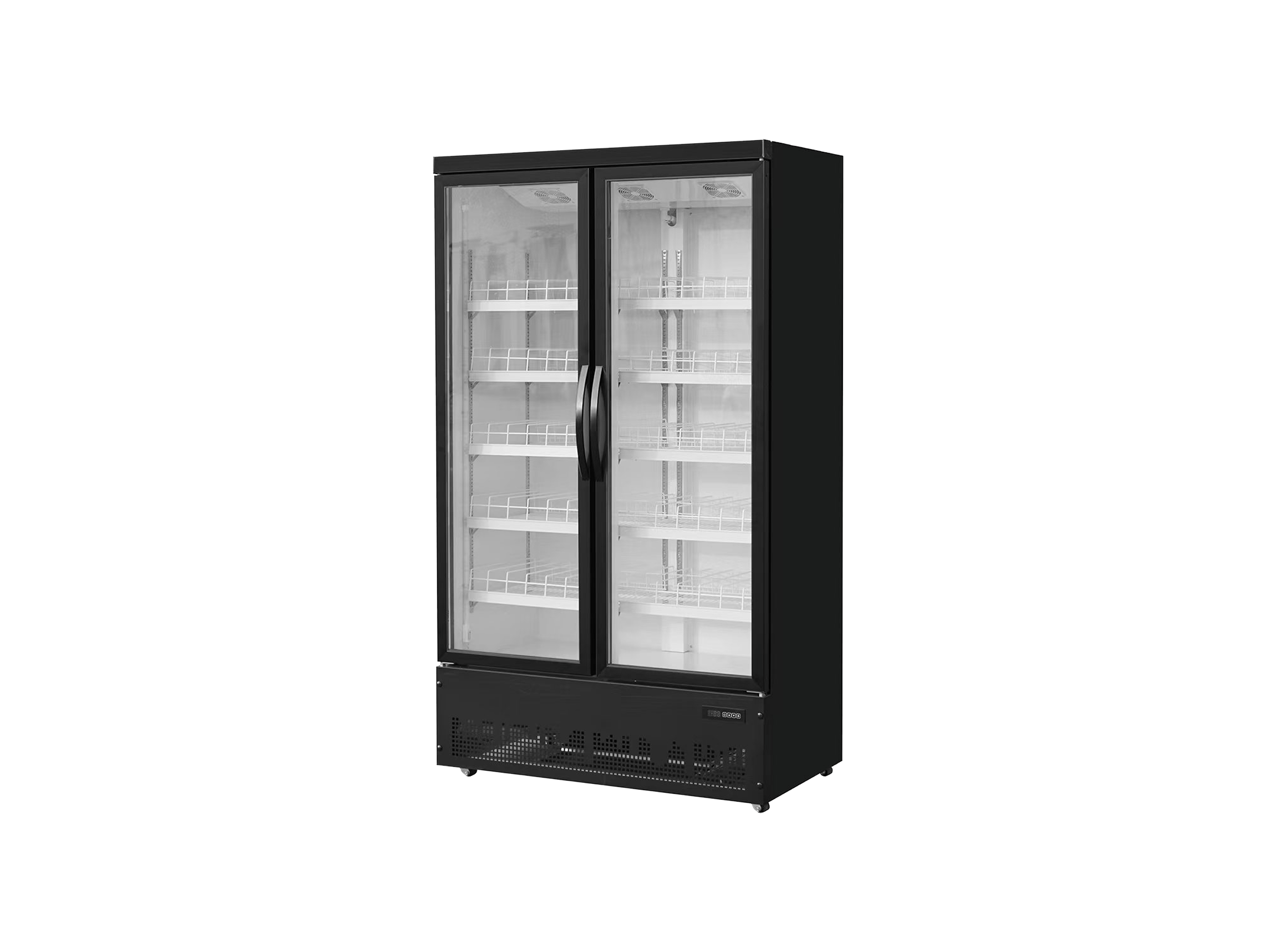 Air-Cooled Bottom-Mount Sleek Black 2-Door Display Frigde