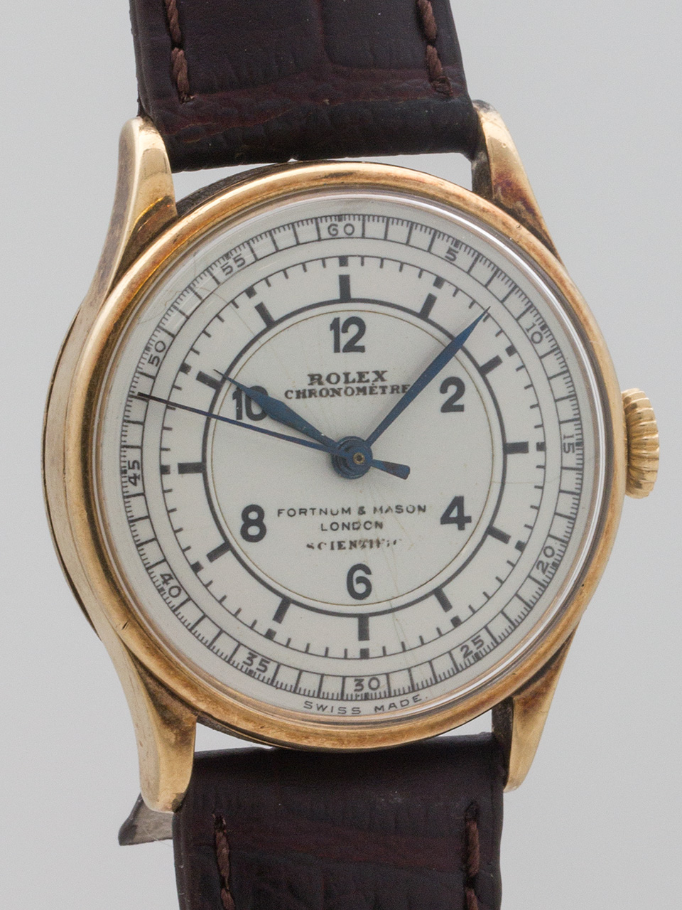 Rare Scientific Enamel Dial Rolex 9K circa 1930's