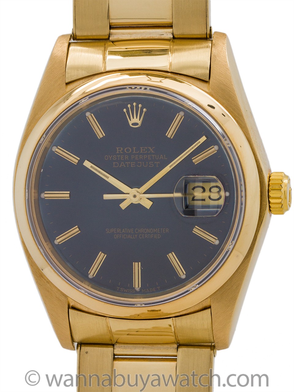 Rolex Datejust 18K ref 16018 Sapphire Blue Dial circa 1978