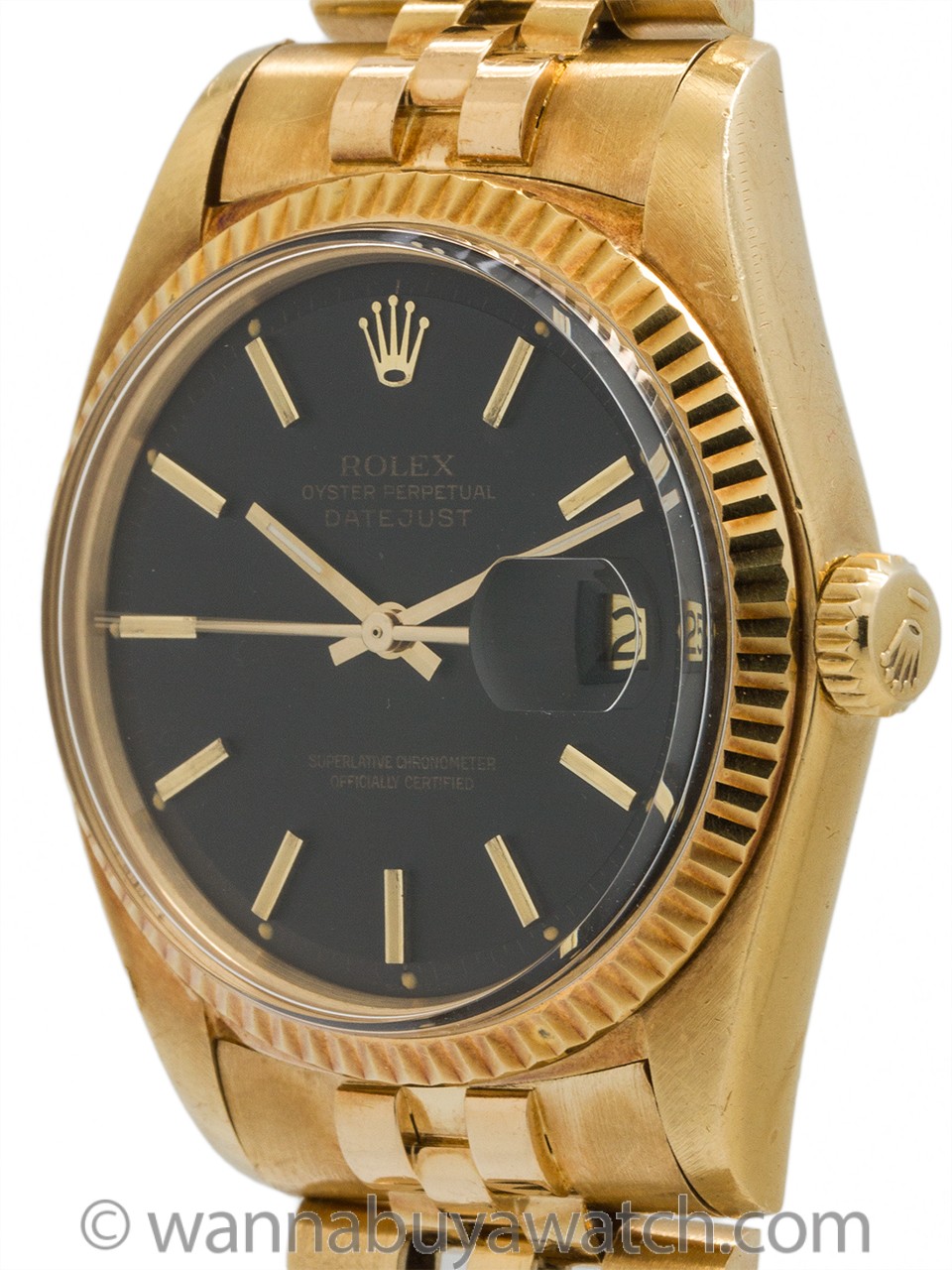 【中古】 ROLEX 万年筆 ブラック本体 ゴールド キャップ Rolex Datejust ref 1601 18K YG Black Dial circa 1977