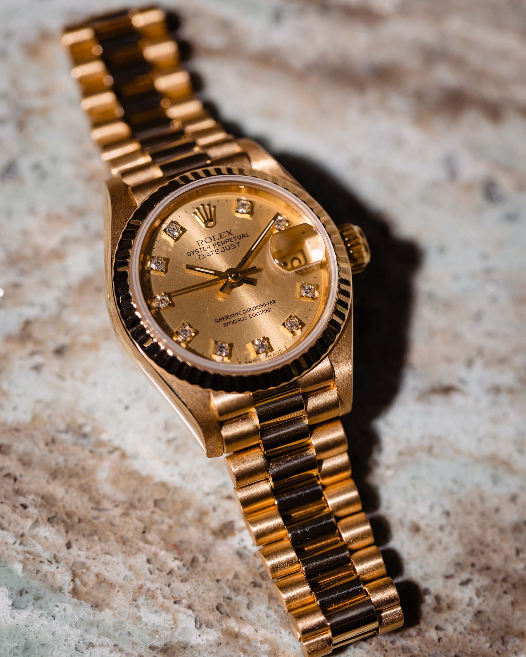 Rolex Lady President 18K YG ref 69178 Factory Diamond Dial circa 1987
