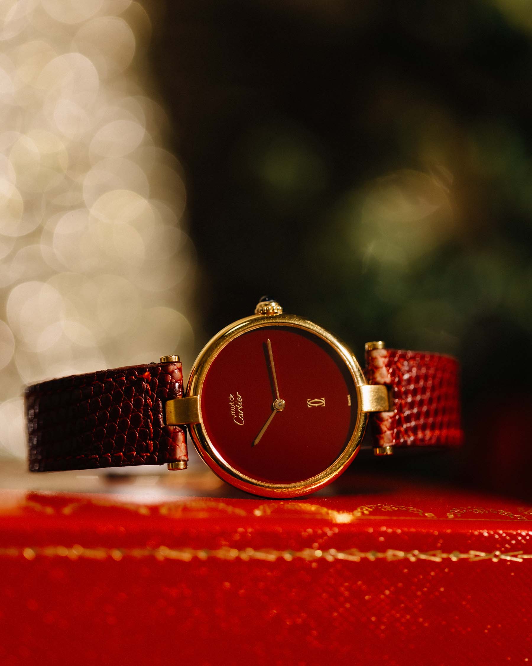 Man's Cartier Vendome Tank Vermeil Burgundy circa 1990's