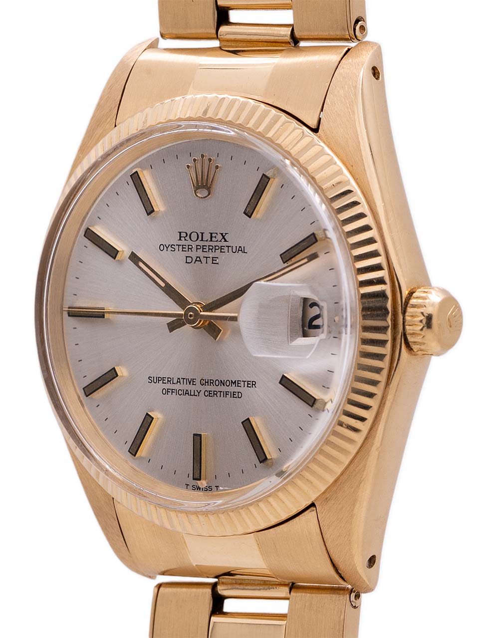Rolex Oyster Perpetual Date ref 15038 18K YG circa 1982 Box & Papers