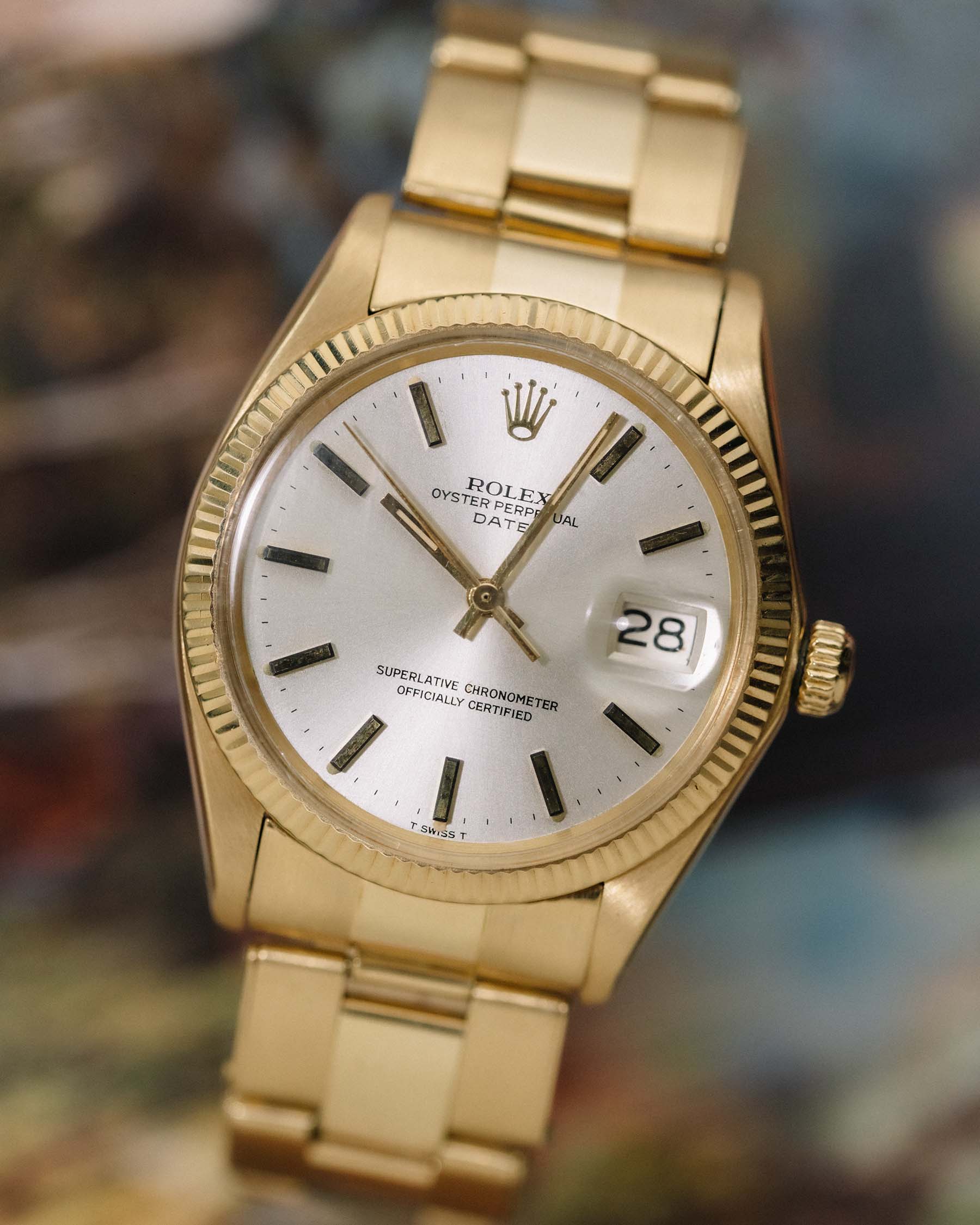 Rolex Oyster Perpetual Date ref 15038 18K YG circa 1982 Box & Papers