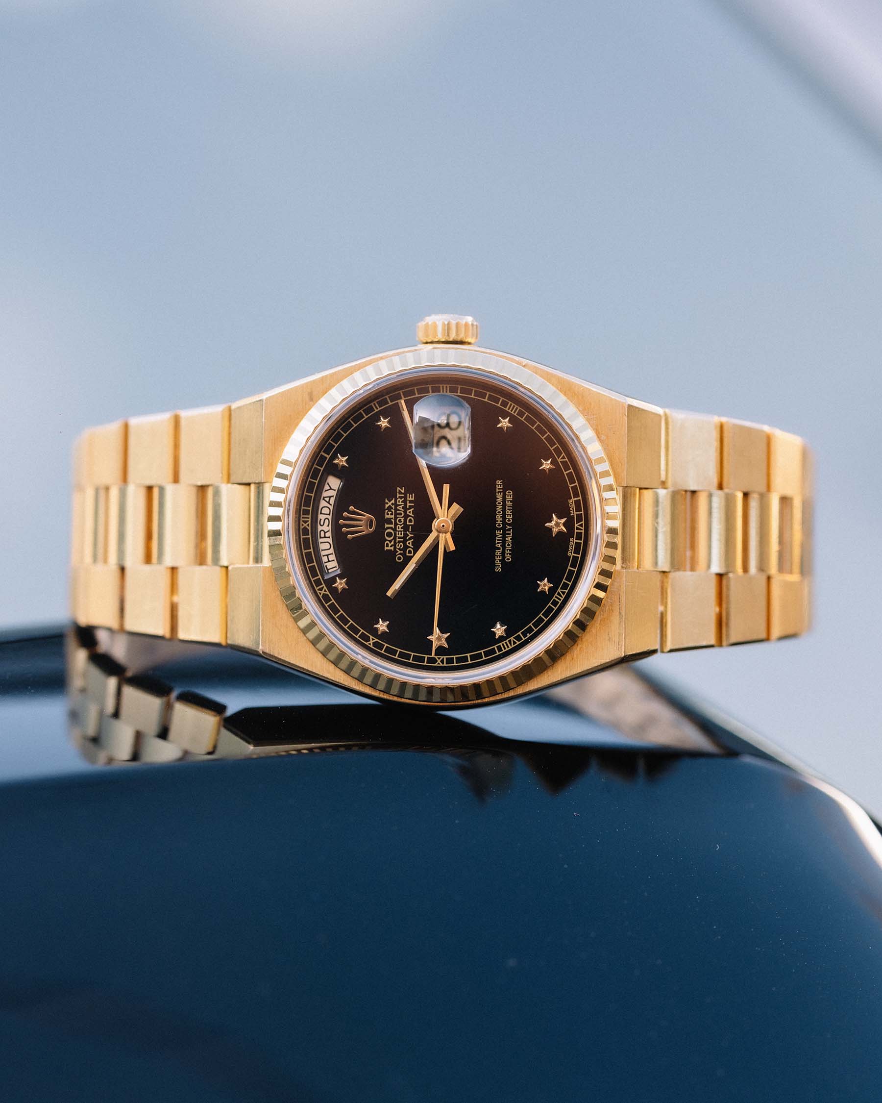 Rolex 18K YG Oyster Quartz Day and Date ref 19018 