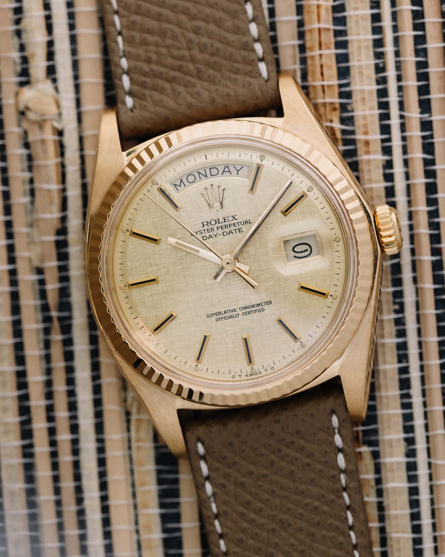 Rolex Day Date ref 1803 18K YG Linen Sigma Dial circa 1973