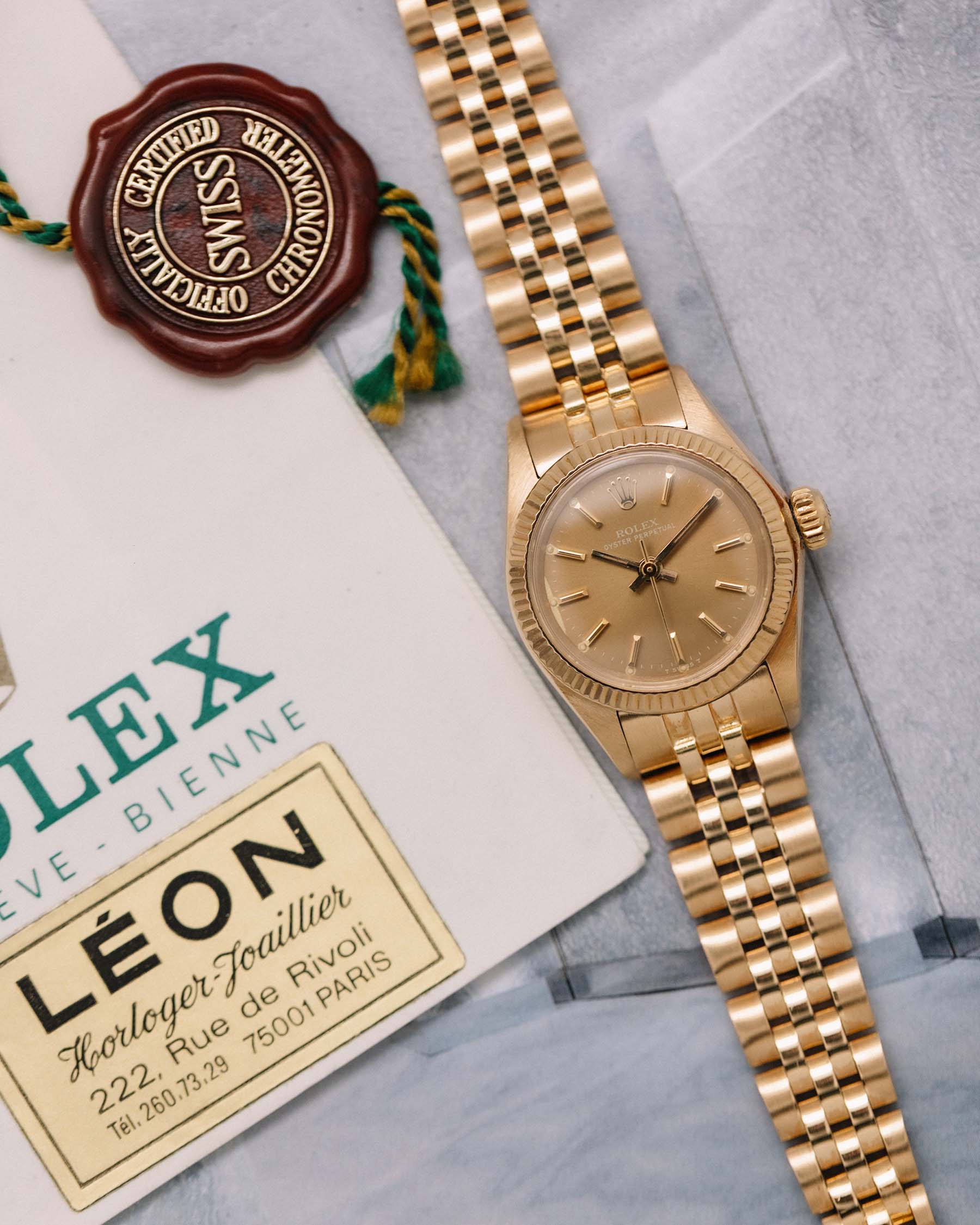 Rolex Oyster Perpetual 18K YG ref 6719 w/ Papers circa 1983