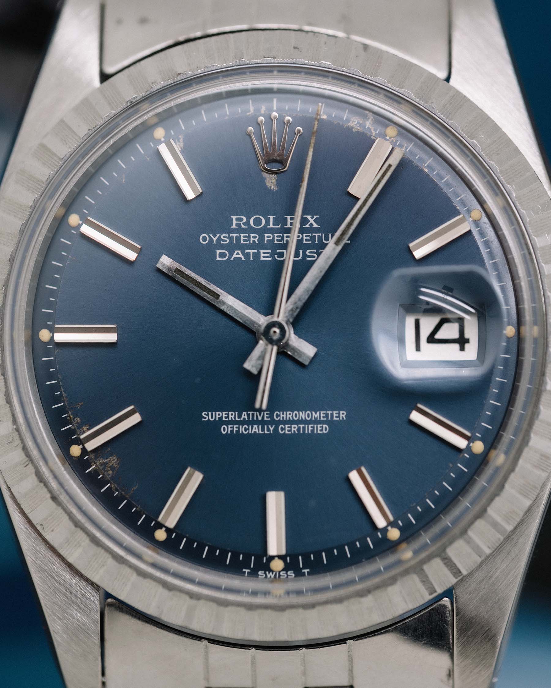 Rolex Datejust ref 1603 Stainless Steel Blue Pie Pan Dial circa 1974