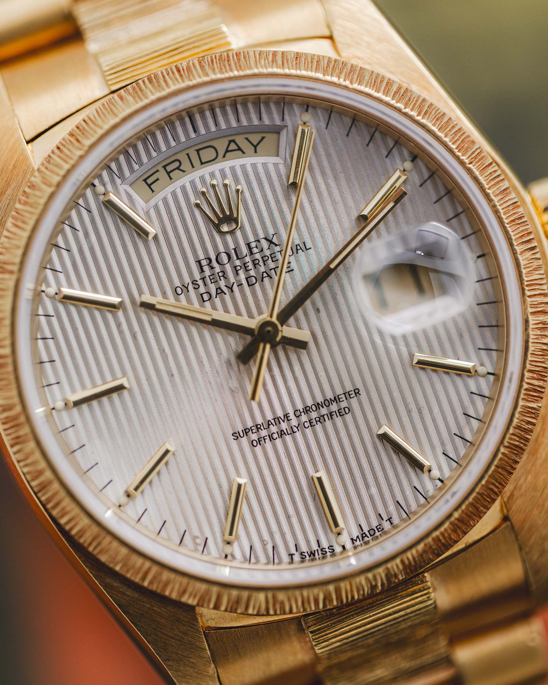 Rolex Day Date 18K YG ref 18078 Bark Finish circa 1979