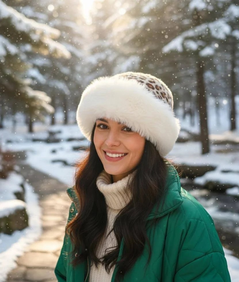 Women's Leopard Print Bobble Hat