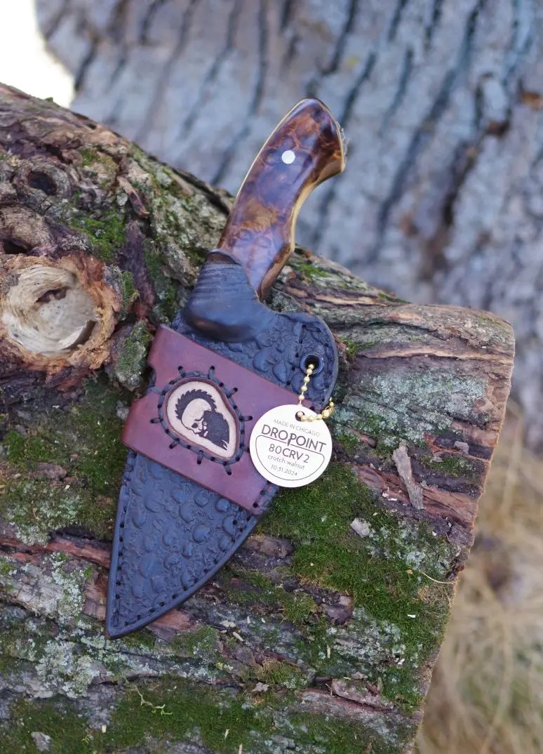 "The Drop" 80crv2- Crotch walnut