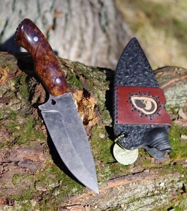 "The Drop" 80crv2- Crotch walnut