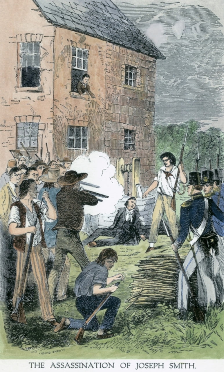 Assassination of Joseph Smith. Joseph Smith Murdered At The Carthage Jail. After Being Shot From And Falling To The Ground.