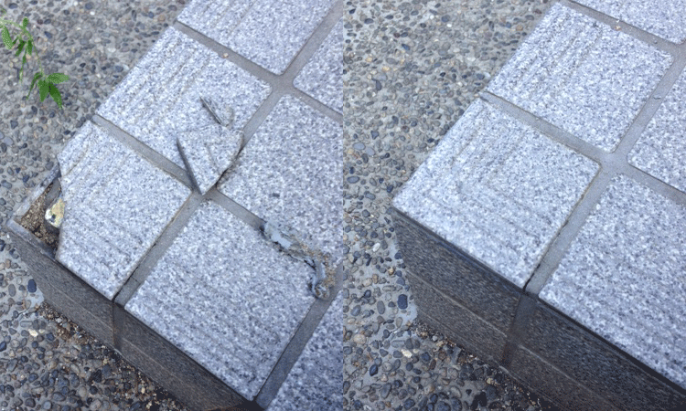 玄関タイルの欠け補修