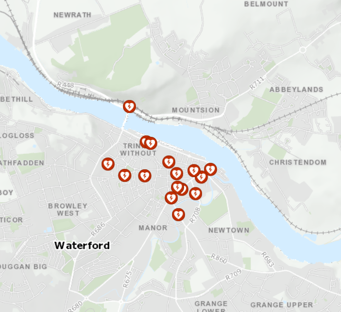 Waterford City Centre Area Available AEDS Map Waterford City County Capture 