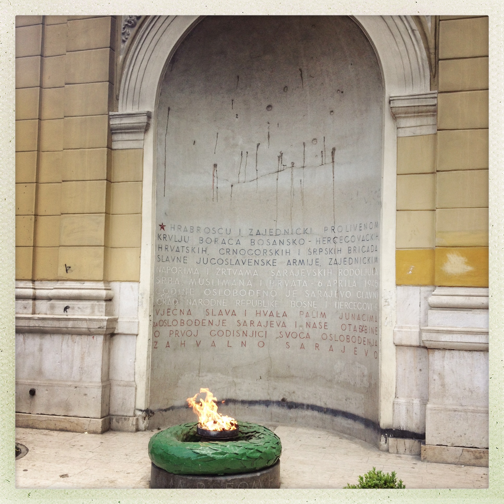 Eternal flame for WWII, shells from the 90s Civil War