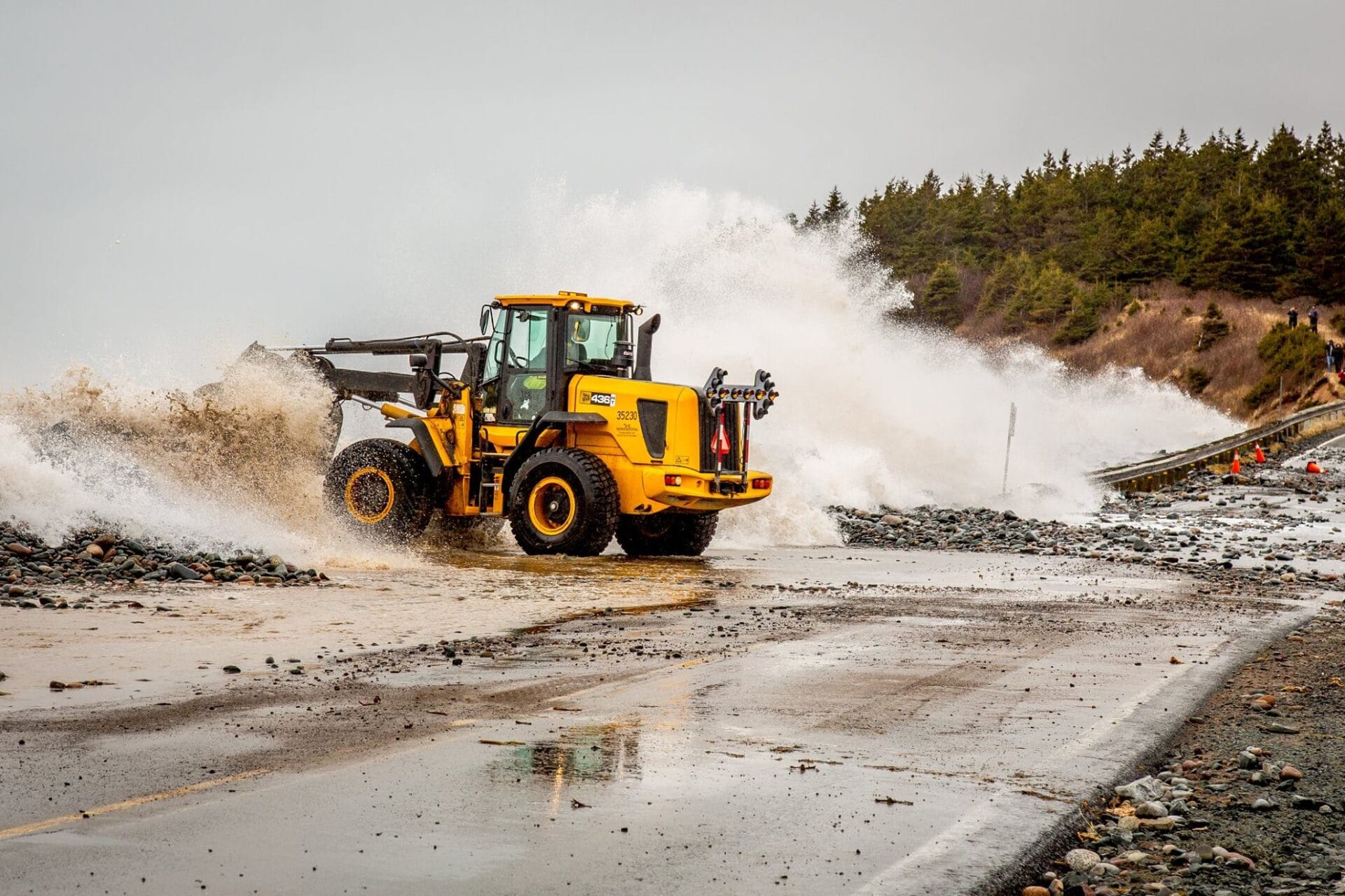 Road at Lawrencetown Beach closed due to storm damage.