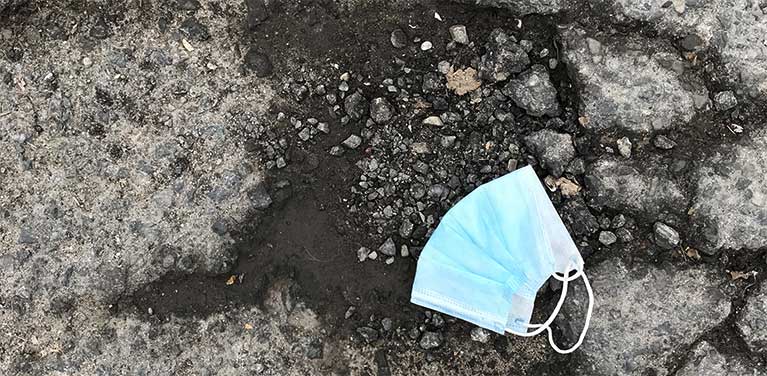 mask on the ground