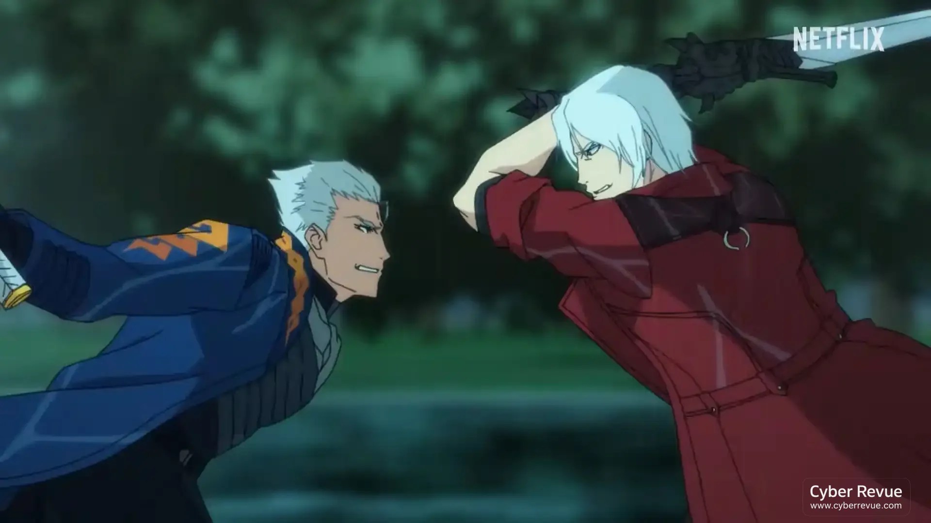 Netflix 動畫《Devil May Cry》第二季 Dante 與宿命兄弟 Vergil 雨中湖畔對決