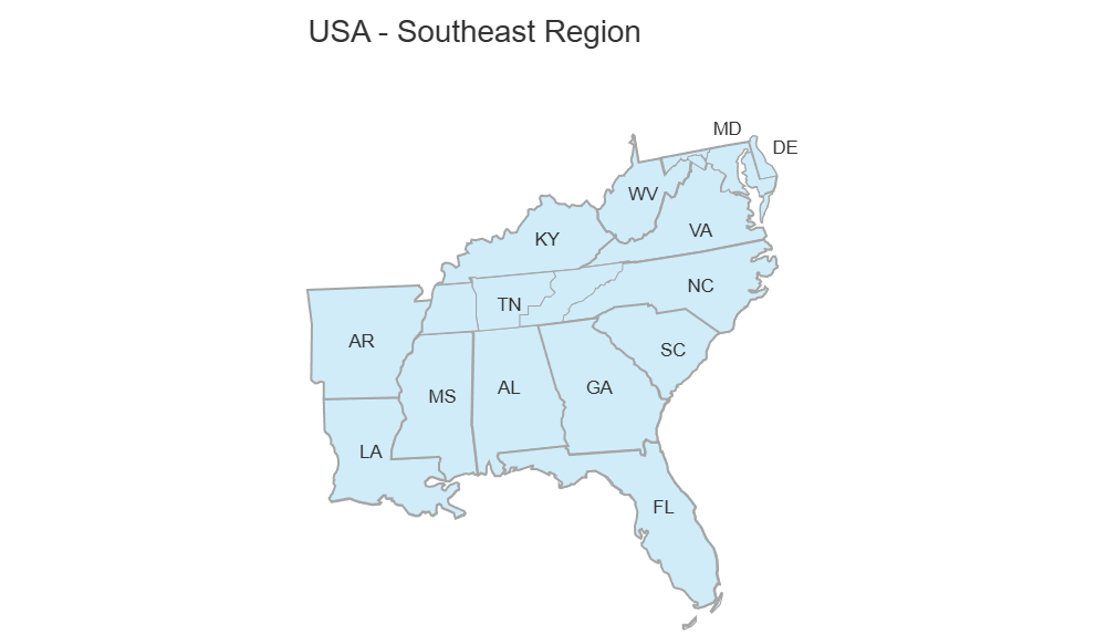 USA Region Southeast Usa Region Southeast 