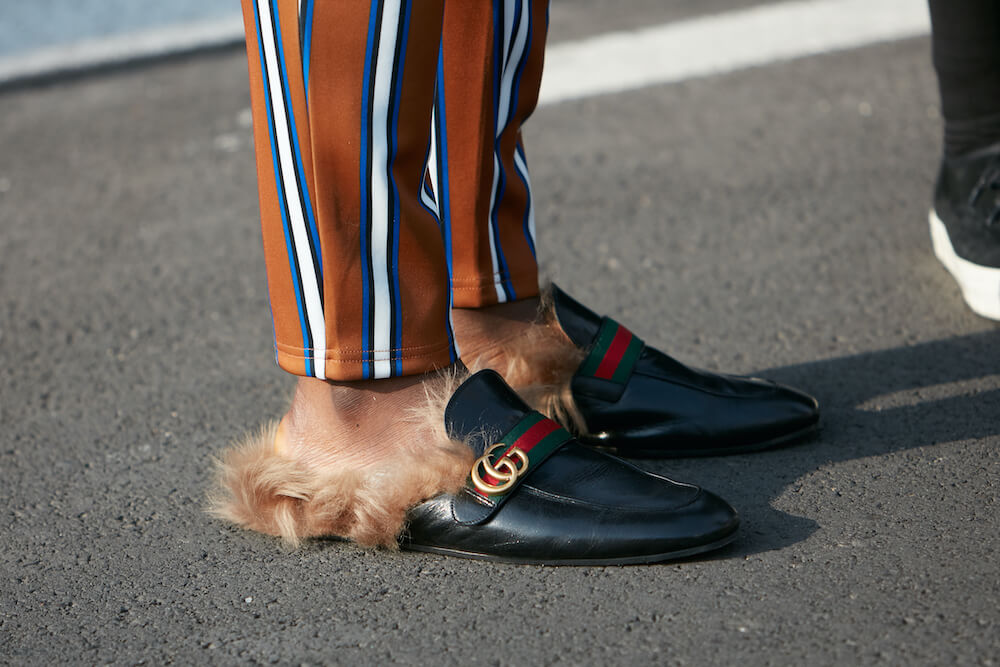gucci fur mules