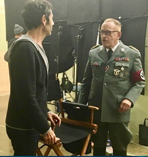 With Kenneth Tigar (Heinrich Himmler) on the set of The Man in the High Castle