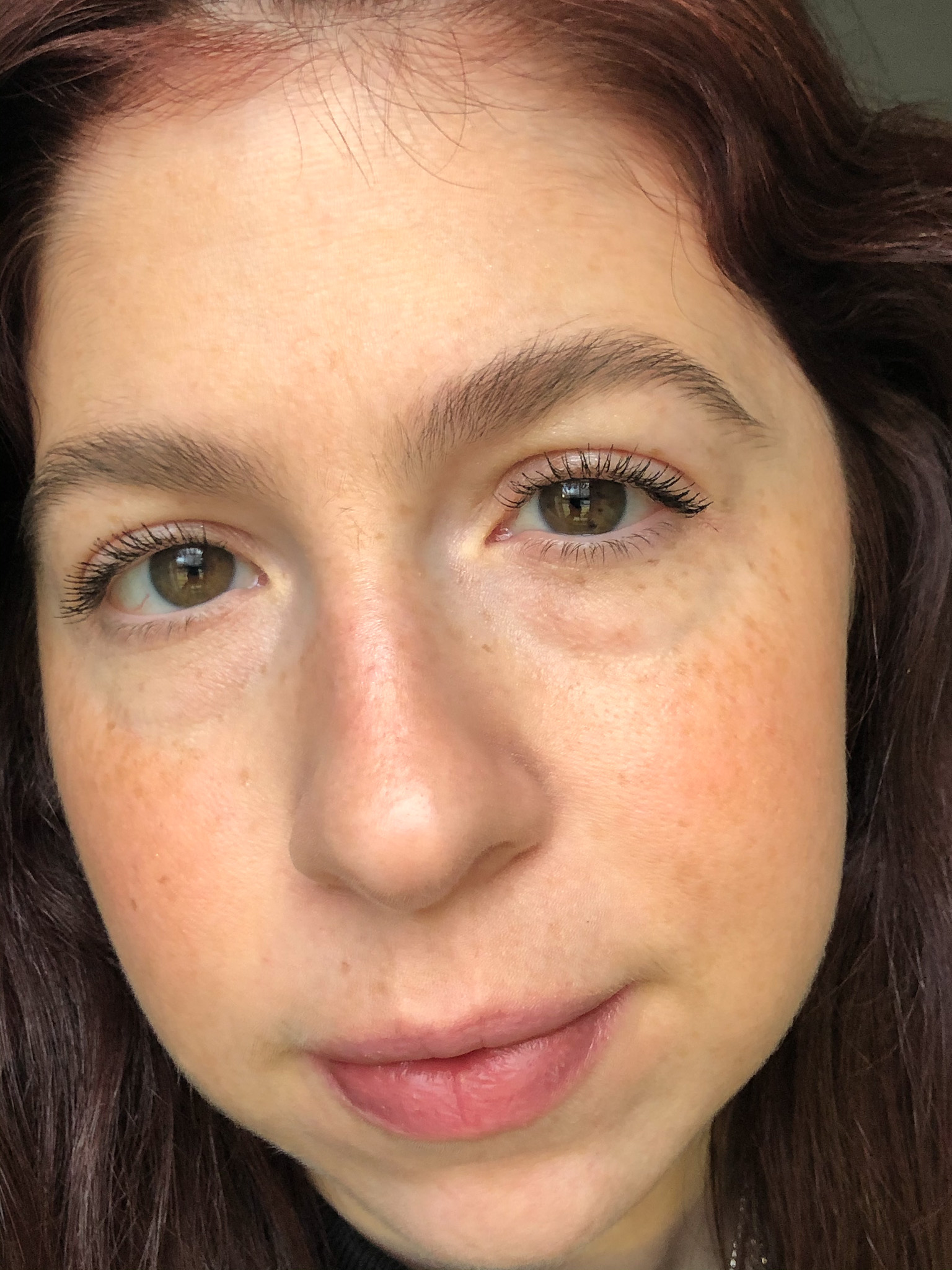 Wearing one coat of the L'Oreal Air Volume Mascara