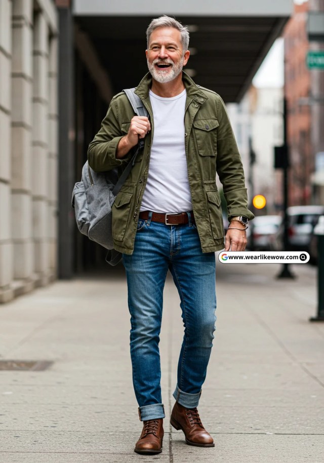 Denim Jeans Outfit for Men Over 50 7