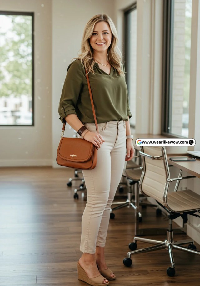 21 Stretch Work Pants Women Outfits That Instantly Transform Your Office Look 7 Stretch Pant Outfit for Women Wear Like Wow 6